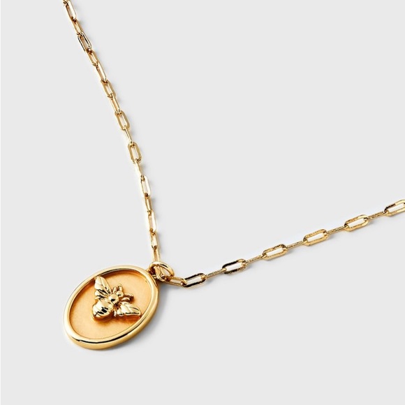 Beloved + Inspired 14K Gold Dipped Poppy Bee Dahlia Tag Pendant Necklace - Gold - Picture 5 of 16